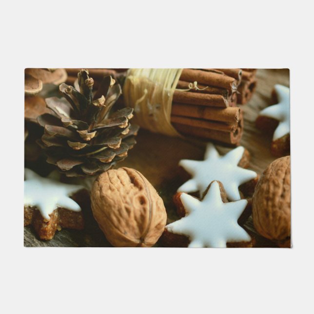 Weihnachtsstangen und Sterne Fußmatte (Vorderseite)