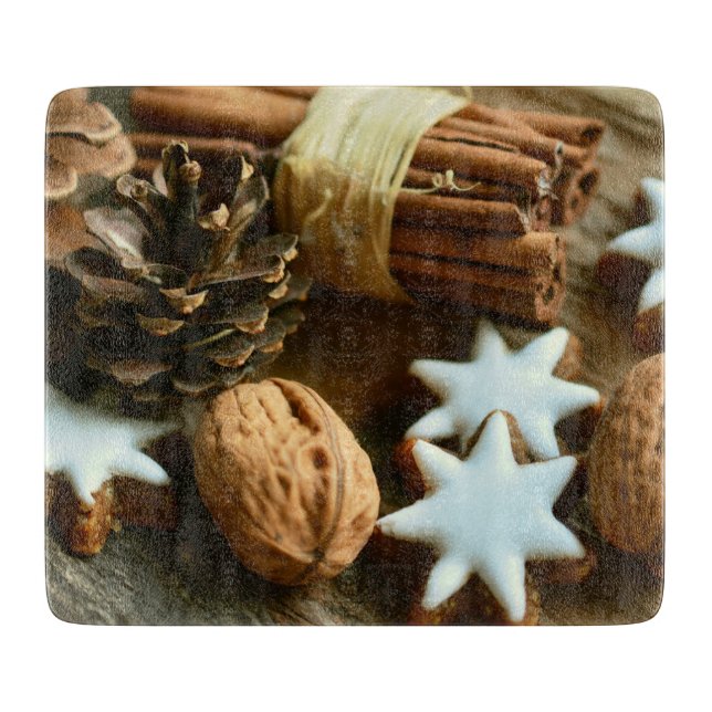 Weihnachtsstangen und Sterne Schneidebrett (Vorderseite)