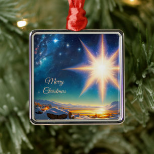 Weihnachtsstar, bezaubernde Winterlandschaft in de Ornament Aus Metall