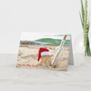 Weihnachtsstar mit Flaschenpost Karte