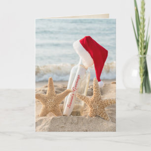 Weihnachtsstarfisch mit Flaschenpost Karte