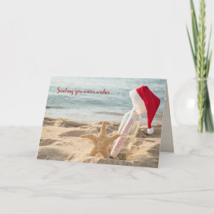 Weihnachtsstarfisch mit Flaschenpost Karte