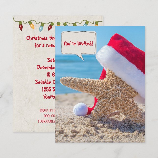 Weihnachtsstarre im Sand für Party Einladung (Vorne/Hinten)