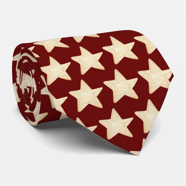 Weihnachtsstars Burgundy Neck Tie Krawatte (Gerollt)