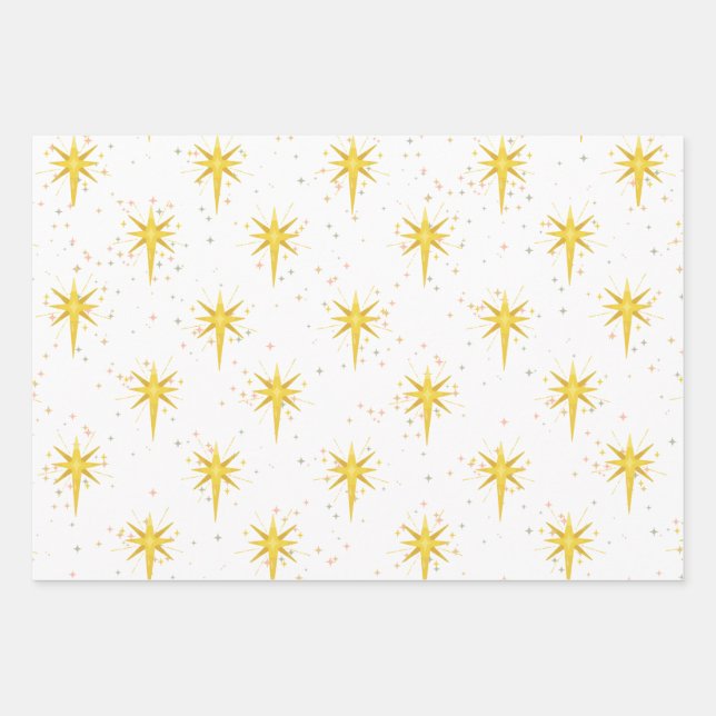 Weihnachtsstars Geschenkpapier Set (Vorderseite)