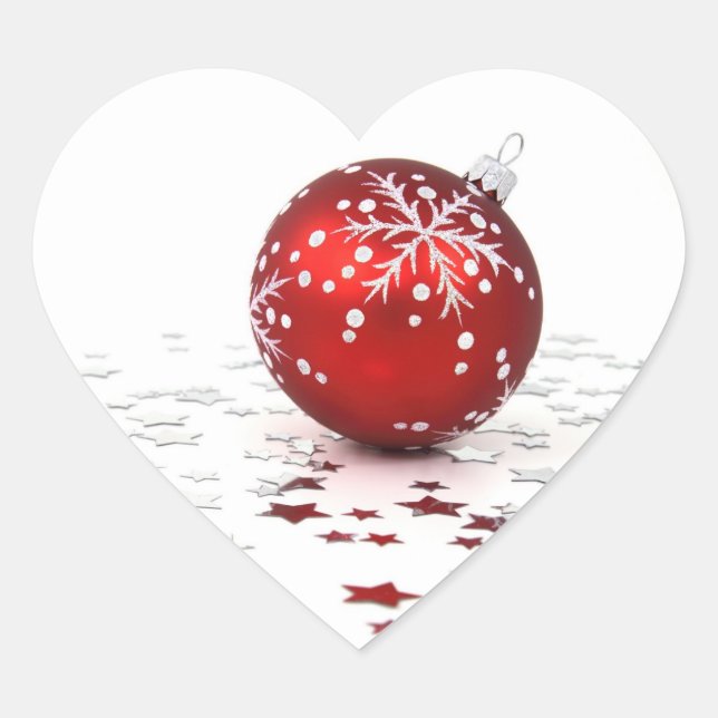 Weihnachtsstars Herz-Aufkleber (Vorderseite)