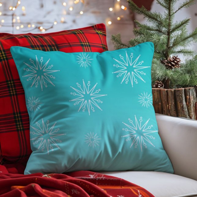 Weihnachtsstars Kissen, Aqua Kissen (Aqua Dazzling Christmas Stars Throw Pillow)