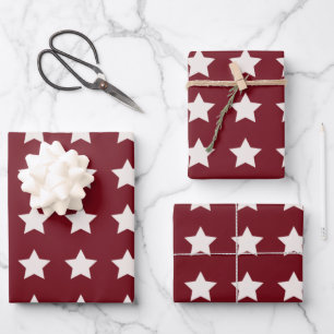 Weihnachtsstars Muster Red White Geschenkpapier Set