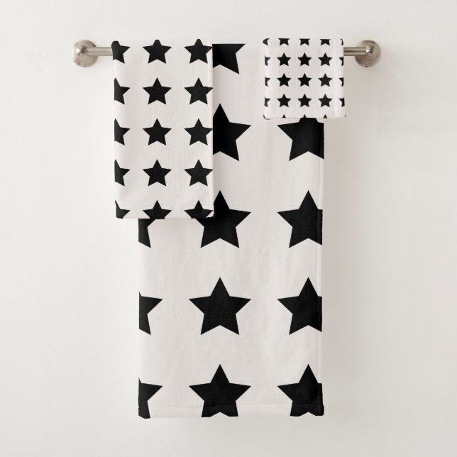 Weihnachtsstars Muster White Black Badhandtuch Set (Insitu)