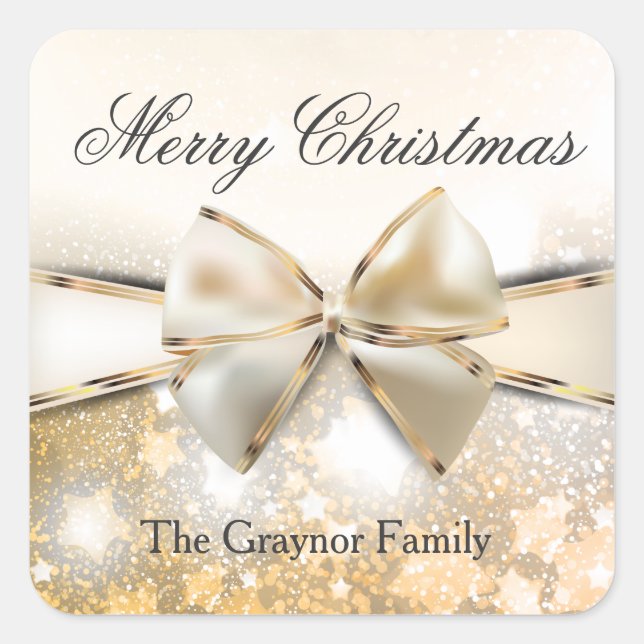 Weihnachtsstars Sparkle Quadratischer Aufkleber (Vorderseite)