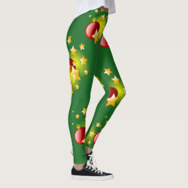 Weihnachtsstars und Balls Stretchpflanzen Leggings