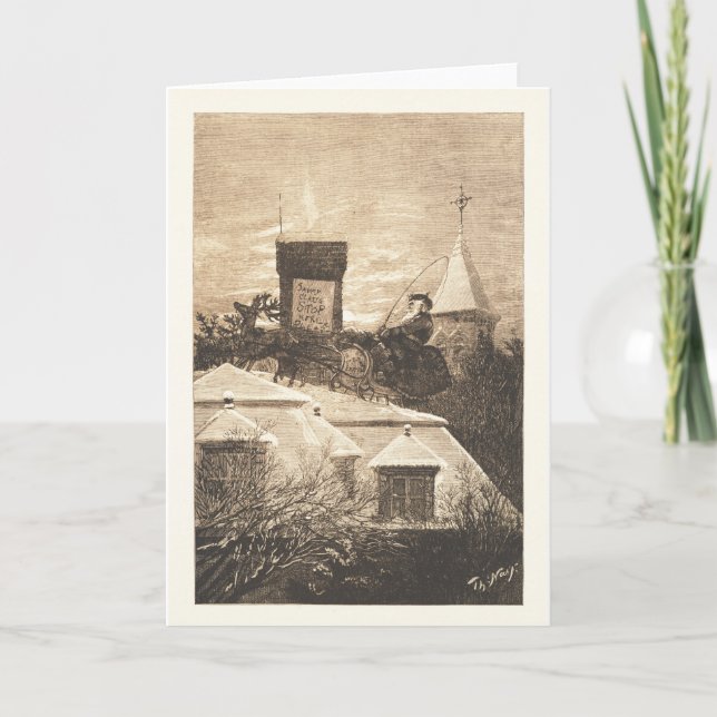 Weihnachtsstation, Thomas Nast, 1889 Feiertagskarte (Vorderseite)