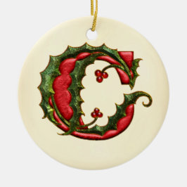 Weihnachtsstechpalmen-Monogramm C Keramikornament