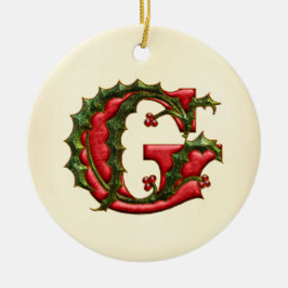 Weihnachtsstechpalmen-Monogramm G Keramik Ornament