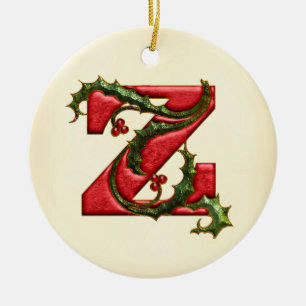 Weihnachtsstechpalmen-Monogramm Z Keramikornament