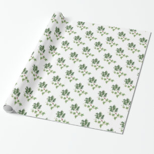 Weihnachtsstechpalmen-und -efeu-botanische geschenkpapier