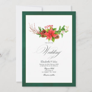 Weihnachtssteckbrief Poinsettie und Kiefer Einladung