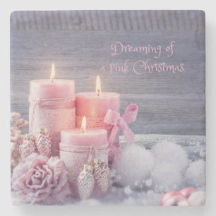 Weihnachtsstein-Untersetzer, Rosa Weihnachten Steinuntersetzer