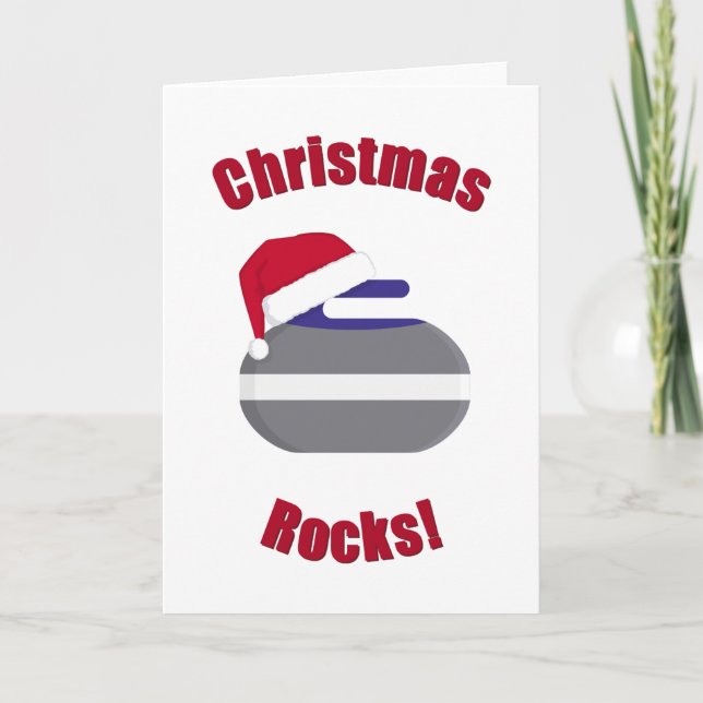 Weihnachtssteine! Curling Feiertagskarte (Vorderseite)