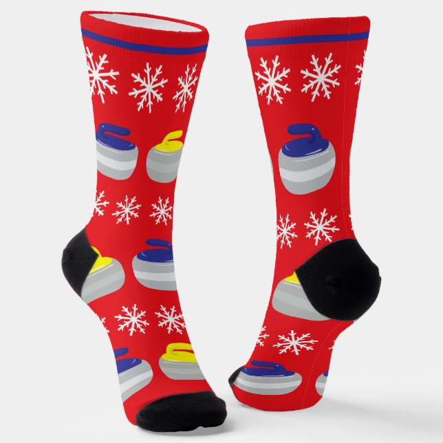 Weihnachtssteine und Schneeflocken Eissport Socken (Gewinkelt)