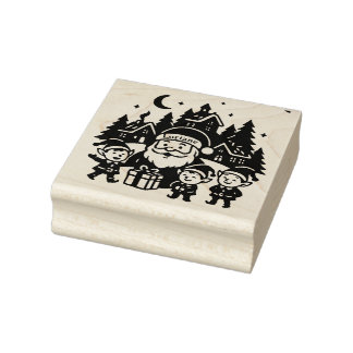 Weihnachtsstempel - Fröhlicher Weihnachtsmann und Gummistempel