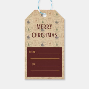 Weihnachtsstempel im Vintage-Stil Geschenkanhänger
