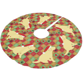 Weihnachtssteppdecken-Gelb-Labrador-Welpen Polyester Weihnachtsbaumdecke