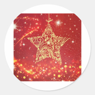 Weihnachtsstern 112. runder aufkleber