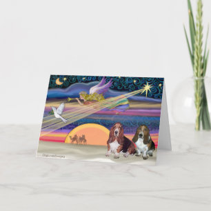 Weihnachtsstern - Basset Hounds (zwei) Feiertagskarte