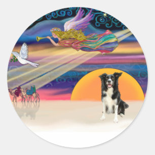 Weihnachtsstern - Border Collie 4 Runder Aufkleber