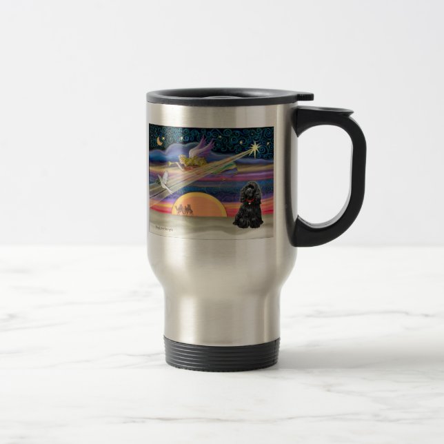 Weihnachtsstern - Cocker Spaniel (schwarz) Reisebecher (Rechts)