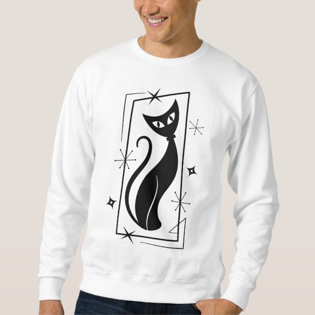 Weihnachtsstern Cool Cat MidCentury Modernes Atomp Sweatshirt (Vorderseite)