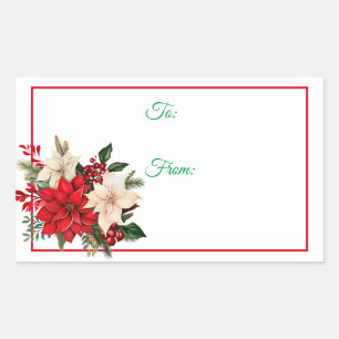Weihnachtsstern-Feiertags-Weihnachts-Aufkleber-Ges Rechteckiger Aufkleber