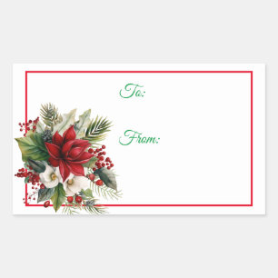 Weihnachtsstern-Feiertags-Weihnachts-Aufkleber-Ges Rechteckiger Aufkleber