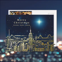 Weihnachtsstern-Foto-Folien-Postkarte aus New York