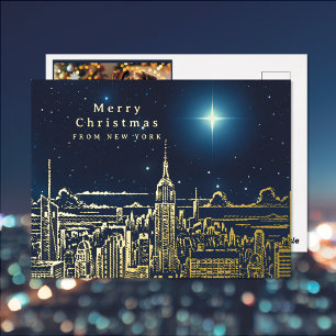 Weihnachtsstern-Foto-Folien-Postkarte aus New York Folien Feiertagspostkarte