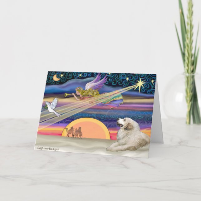 Weihnachtsstern - Große Pyrenäen 1 Feiertagskarte (Vorderseite)