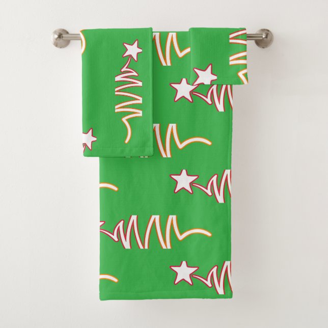 Weihnachtsstern Grün Urlaub  Badhandtuch Set (Insitu)