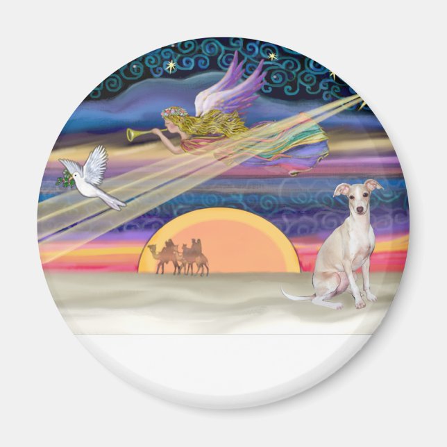 Weihnachtsstern - Italienischer Windhund 5 Magnet (Vorne)