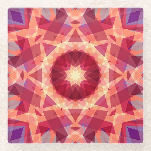 Weihnachtsstern Jolly Red Fun Lila-hell-gelb Glasuntersetzer (Vorderseite)