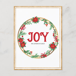 Weihnachtsstern-Kranz Rot Golden Grün Postkarte