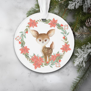 Weihnachtsstern-Kranz-Zuckerstange-Hirsch-Enkelin Ornament