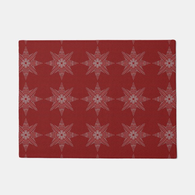 Weihnachtsstern-Kreuz-Stich-Muster-Fußmatte Fußmatte (Vorderseite)