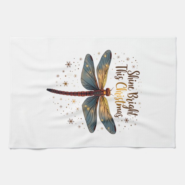 Weihnachtsstern-Libelle Geschirrtuch (Horizontal)