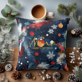 Weihnachtsstern-Nacht-Holz- und Dekor-Design Kissen