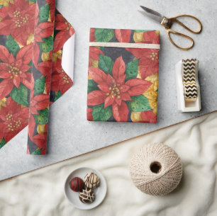 Weihnachtsstern-Poinsettien-Geschenkpapier Geschenkpapier