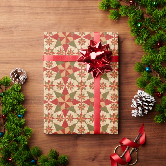 Weihnachtsstern-Quilt Geschenkpapier (Feiertagsgeschenk)