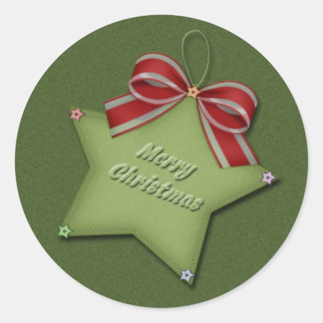 Weihnachtsstern Runder Aufkleber (Vorderseite)