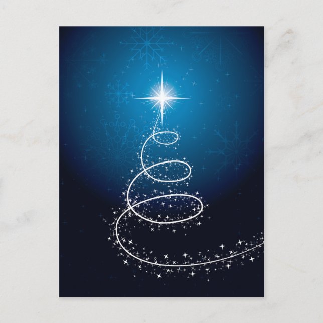 Weihnachtsstern und Schneeflocken Feiertagspostkarte (Vorderseite)
