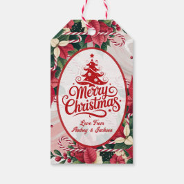 Weihnachtsstern und Zuckerstangen-Geschenkanhänger Geschenkanhänger